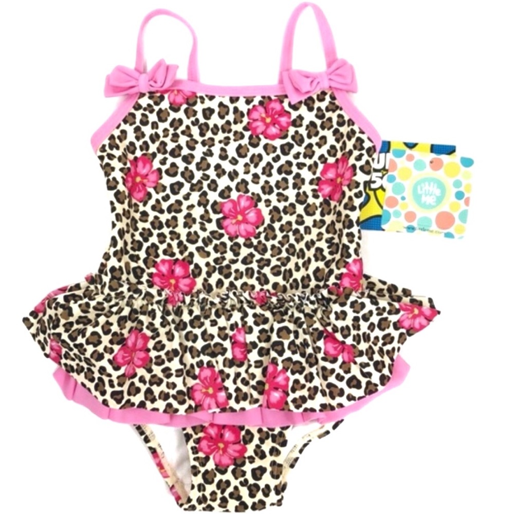 NWT Little Me One Piece Ruffle Skirt Swimsuit 24M